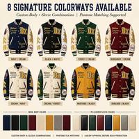 Fabricant de vestes universitaires personnalisées en cuir PU 460 g/m² et mélange de laine, avec patchs en chenille, style Letterman Bomber, OEM ODM, vente en gros, streetwear