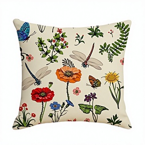 Housses <span class=keywords><strong>de</strong></span> coussin <span class=keywords><strong>en</strong></span> <span class=keywords><strong>lin</strong></span> 18x18, design floral classique et écologique, style ferme - Product Image 3