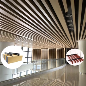 Design moderno <span class=keywords><strong>quadrato</strong></span> deflettore a griglia sistema di legno grano in alluminio soffitto per centro commerciale funzione ignifuga facile installazione - Product Image 5