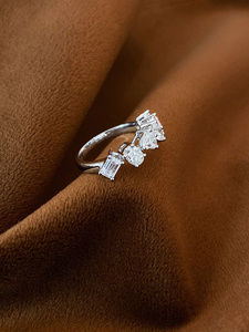 Anillo de Diamantes Naturales Reales de Oro Blanco de 18K LUOWEND para Mujer - Product Image 4