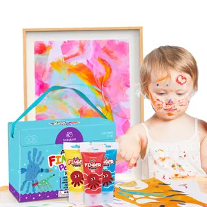 Vente chaude peinture au doigt lavable pour enfants-6/12 couleur Kit acrylique non toxique ensemble jouets de dessin pour les enfants