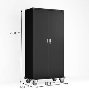 홈 오피스 차고 72 "롤링 도구 스틸 찬장 잠금 문 4 조절 선반 금속 스토리지 캐비닛 바퀴 - Product Image 6