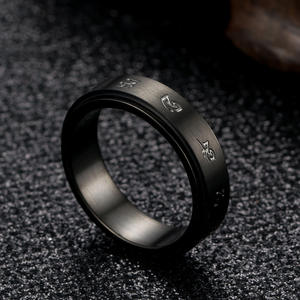 Titanium Steel Rotatable Black <b>Ring</b> Constellation Design Stress Relief Unisex Fashion Jewelry Gift - Product Image 3