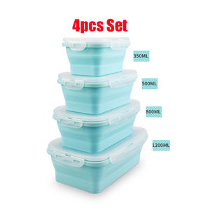 Microwave Safe Eco Friendly Reusable Silicone Food Storage Container <b>Box</b> <b>Set</b> With Lids - Product Image 1