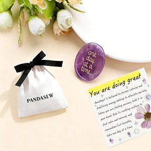 Piedras de Amatista para el Pulgar, Cristales Curativos para el Alivio de la Ansiedad en Adultos, Pequeños Regalos Espirituales de Cristal para Mujeres - Product Image 3