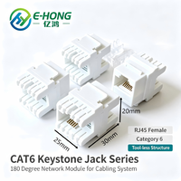Module réseau RJ45 Keystone Jack E-HONG blanc 180 degrés à broches plaquées or pour plaque murale et panneau de brassage CAT6
