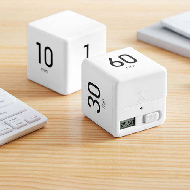 YIZHI Digital Desk Pomodoro Cube Timer 1-60 Minutes Time Management Led Display Rotating Cube Square Block Flip Kitchen Timer