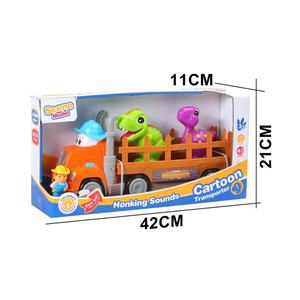 Ensemble de jouets de camion de transport de dinosaures alimentés par friction avec des voitures de transport de dessins animés pour les enfants et les tout-petits - Product Image 5