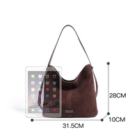 Sac à bandoulière Hobo en cuir suédé véritable de qualité supérieure pour femme, sac seau rétro de luxe en velours, sac à main bandoulière avec sangle réglable