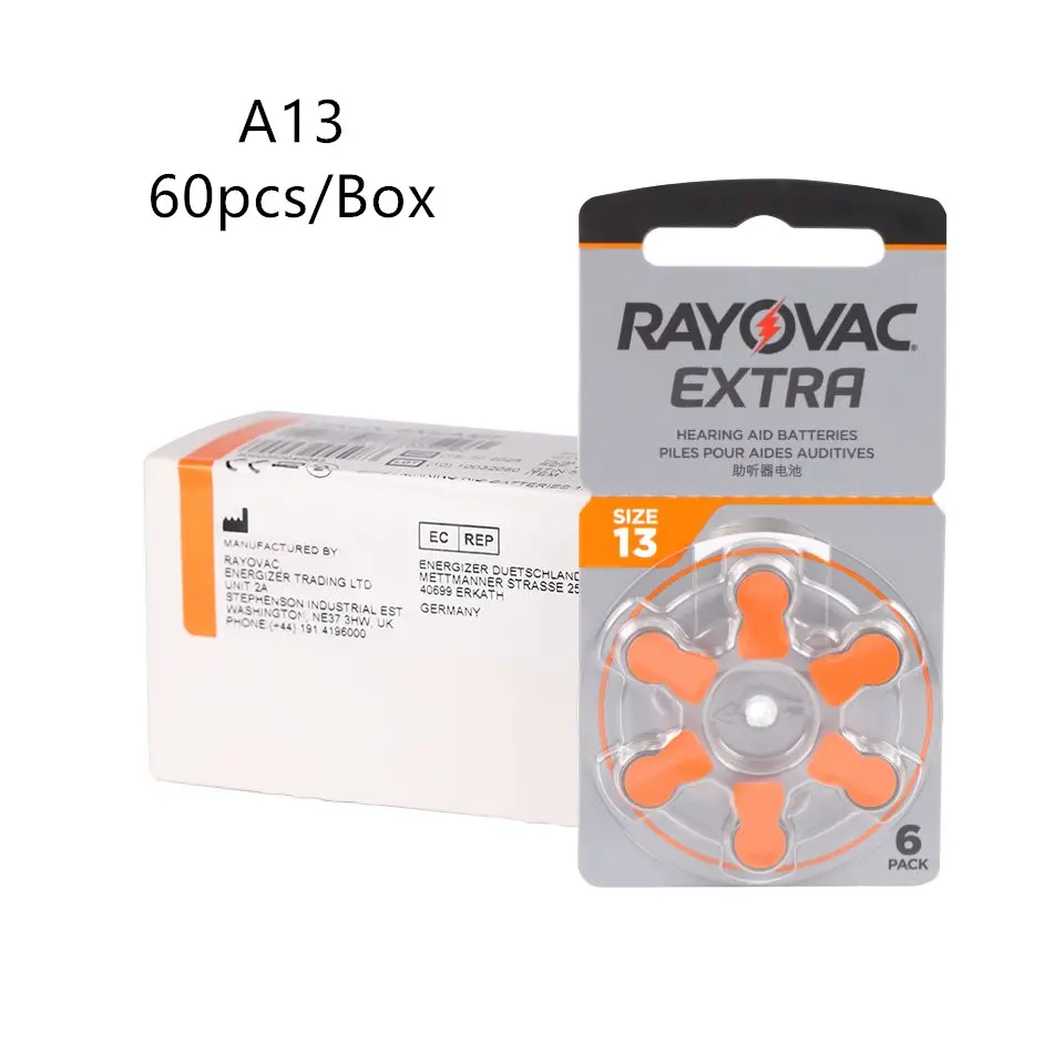 RAYOVAC EXTRA A13 di Zinco Aria Prestazioni Batterie per Apparecchi Acustici per BTE ITE