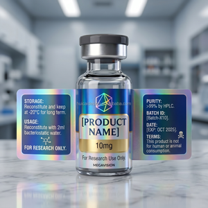OEM Custom Hologram Peptide Packaging <strong>Labels</strong> <strong>Stickers</strong> Waterproof for 3ml 5ml <strong>10ml</strong> Laboratory Glass <strong>Vial</strong> Bottles - Product Image 4