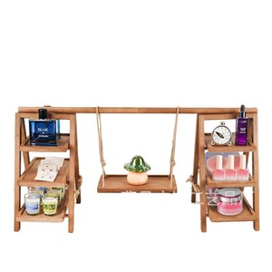 ชั้นวางของไม้ 3 ชั้น สำหรับจัดระเบียบเครื่องสำอางและของจิปาถะบนโต๊ะ - Product Image 5