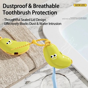 Banana toothbrush protective cap with toothpaste <b>storage</b> <b>box</b> - compact and convenient - essential toothbrush cover for travel - Product Image 3