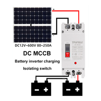 Disjoncteur solaire à boîtier moulé DC (MCCB) avec protection contre les surcharges, interrupteur de protection photovoltaïque (PV) 150A 250A 2P, isolateur de batterie