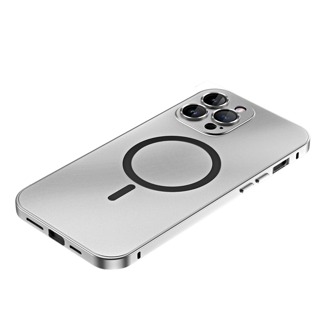New for for Electroplate PC Magnetic Snap-On Phone Case 15 16 17 Pro Max Pure Color Shockproof Wireless Charge