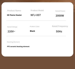 2025 calentador PTC de <span class=keywords><strong>tipo</strong></span> más nuevo, <span class=keywords><strong>chimenea</strong></span> eléctrica independiente de 2000W sin calefacción, calentador de dormitorio de espacio radiante - Product Image 5