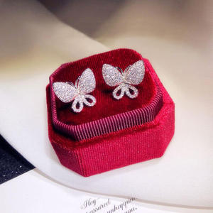 Pendientes de diamantes con forma de mariposa blanca champán para mujer, joyería de fiesta de diamantes naturales en oro blanco - Product Image 5