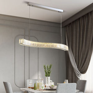 Lámpara de araña moderna LED anillo de lujo conectado tira larga luz colgante de cristal para mesa de comedor - Product Image 3