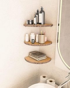 Caoxian Huashen Étagère d'<span class=keywords><strong>angle</strong></span> en bois (un ensemble de 2) Cadre mural d'<span class=keywords><strong>angle</strong></span> Copeaux de bois de style décoratif Support d'<span class=keywords><strong>angle</strong></span> flottant - Product Image 2