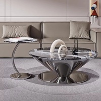 Ensemble de table basse flottante moderne et simple de luxe pour petits appartements à usage domestique avec motif circulaire en marbre
