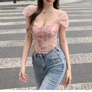 <span class=keywords><strong>Top</strong></span> Corto Sexy <span class=keywords><strong>de</strong></span> Encaje con <span class=keywords><strong>Tirantes</strong></span> para Mujer, <span class=keywords><strong>Top</strong></span> Corto Dulce y Picante, Camisolas para Mujer - Product Image 4