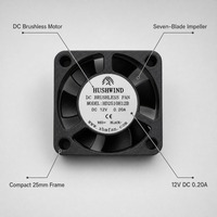 Ventilateur de refroidissement sans balais DC 25 mm 12 V 0,20 A HD2510H12B Mini ventilateur axial pour imprimante 3D et ordinateur