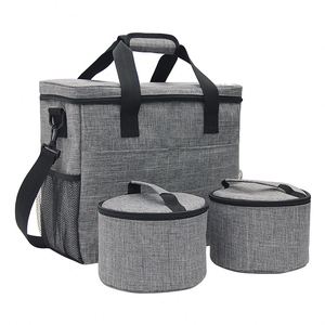 Portable Polyester Pet Travel Kit With <b>Collapsible</b> Feeding Bowl 2 Liners Food Container for Outdoor Use and On-The-Go Pet Care - Product Image 1