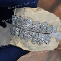 Grillz dentaire personnalisé Star Galaxy D VVS en argent S925, entièrement micro-pavé, style Hip Hop, pour 4, 6, 8, 10 ou 12 dents, certifié
