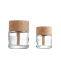 Bouteille en verre vide pour diffuseur de roseaux ronde carrée 50 ml 60 ml 150 ml 100 ml 200 ml avec bouchon en bois
