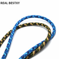 Nouveau cordon rond en cuir véritable de 6mm tressé véritable bande nouveau Design lacets en cuir de vachette pour bijoux Bracelets