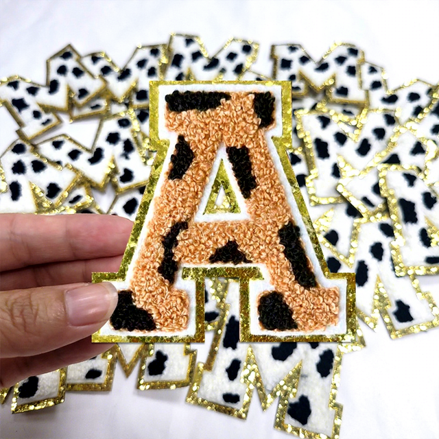 Varsity Letter Chenille Patches ABC Colorful Towel Felt Embroidery Patches Iron on Alphabet for Hat Bag Shoes Hoodies