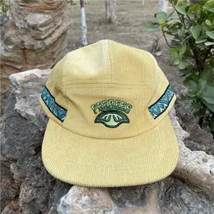 Özel tuval kamp şapkası kadife 5 panel kamp şapkası nakış logolu