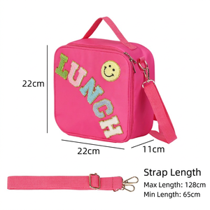 Sac à déjeuner en nylon brodé avec fermeture éclair, isolé et résistant à l'eau, écologique et durable pour une utilisation en extérieur - Product Image 3