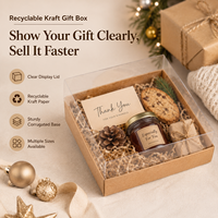 Boîte cadeau en papier kraft avec couvercle transparent, emballage personnalisé recyclable pour bijoux, artisanat, biscuits et petits cadeaux