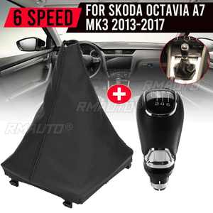Poignée de levier de vitesses 5/6 vitesses en cuir PU avec soufflet pour Skoda Octavia A7 MK3 2013-2017 - Product Image 1