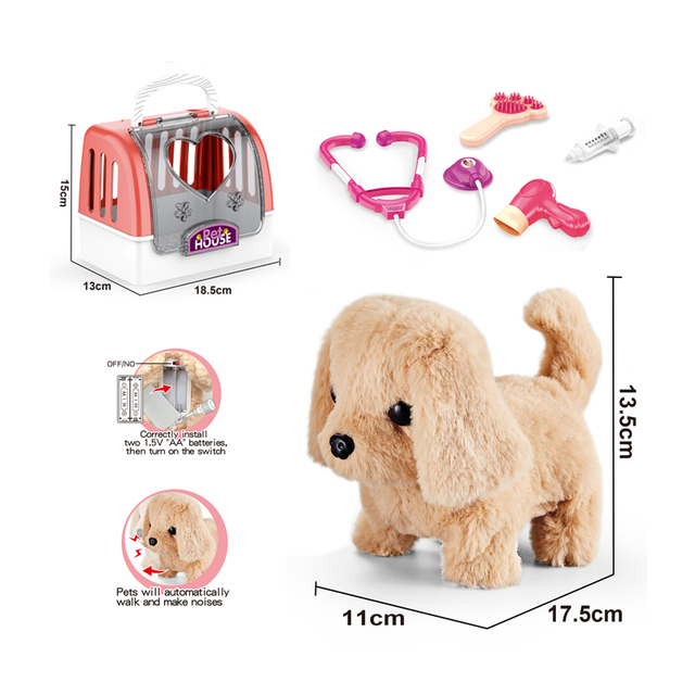Battery Operated Walking Dog with Sound Other Pretend Play & Preschhol Play Set Pet Care Plush Animal Toys