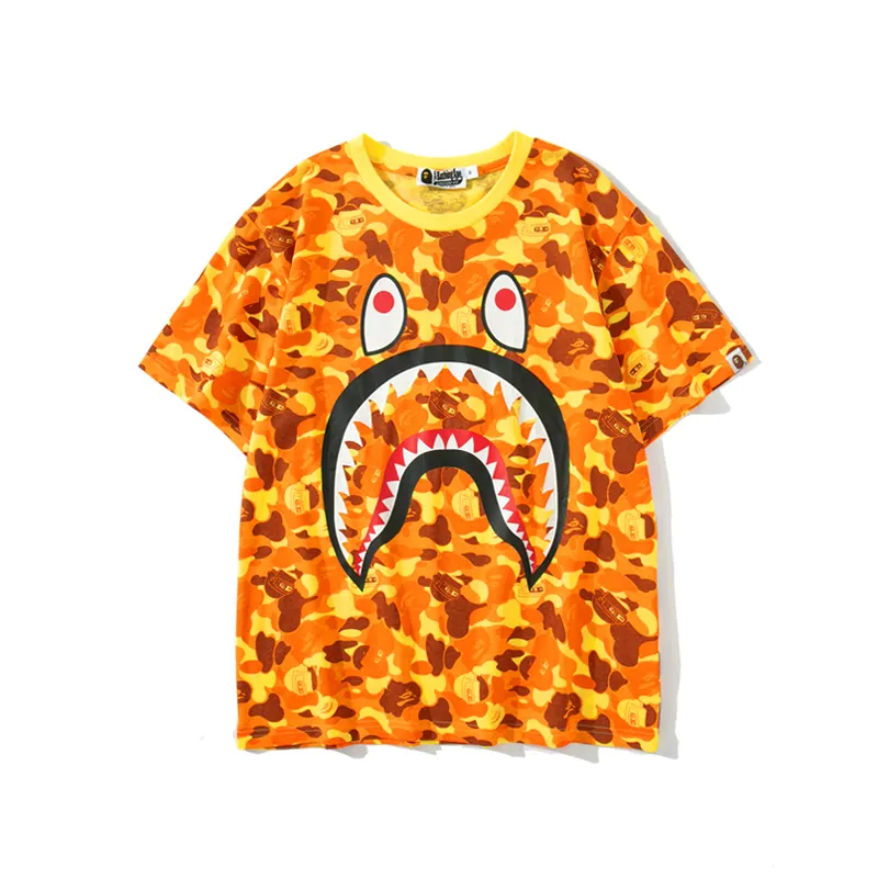 Factory wholesale high quality BAPE co-branded chicken orange camouflage t-shirt men's cotton shirt sports tee