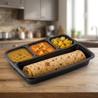 Plateau en polypropylène de qualité alimentaire 4 compartiments blanc/noir, capacité personnalisable, multicolore, boîte à lunch, préparation de repas, plateaux de traiteur, vente en gros