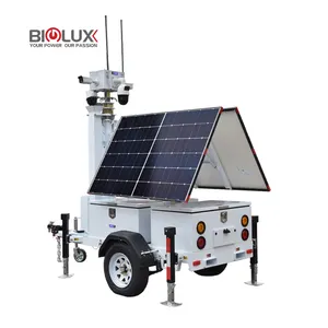 BIGLUX موجزات مراقبة متنقلة تعمل بالطاقة الشمسية من CCTV مع إمكانية الرؤية المباشرة للموقع طوال اليوم 24/7 مناسبة لمحتويات ساحات الركن أثناء التشييد