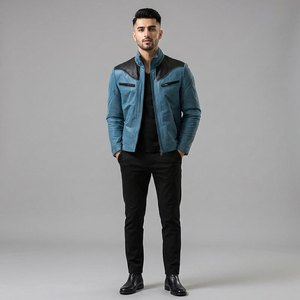 New Designs Breathable Customized Slim Fit <b>Leather</b> <b>Men</b> <b>Jacket</b> Black Casual Cotton Body OEM <b>Men's</b> Black <b>Leather</b> <b>jacket</b> for <b>men</b> - Product Image 1