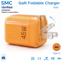 Prix de gros Chargeur mural rapide pliable GaN PD 45W Prise US Type C Adaptateur de voyage Charge rapide pour iPhone 15 16 17 18