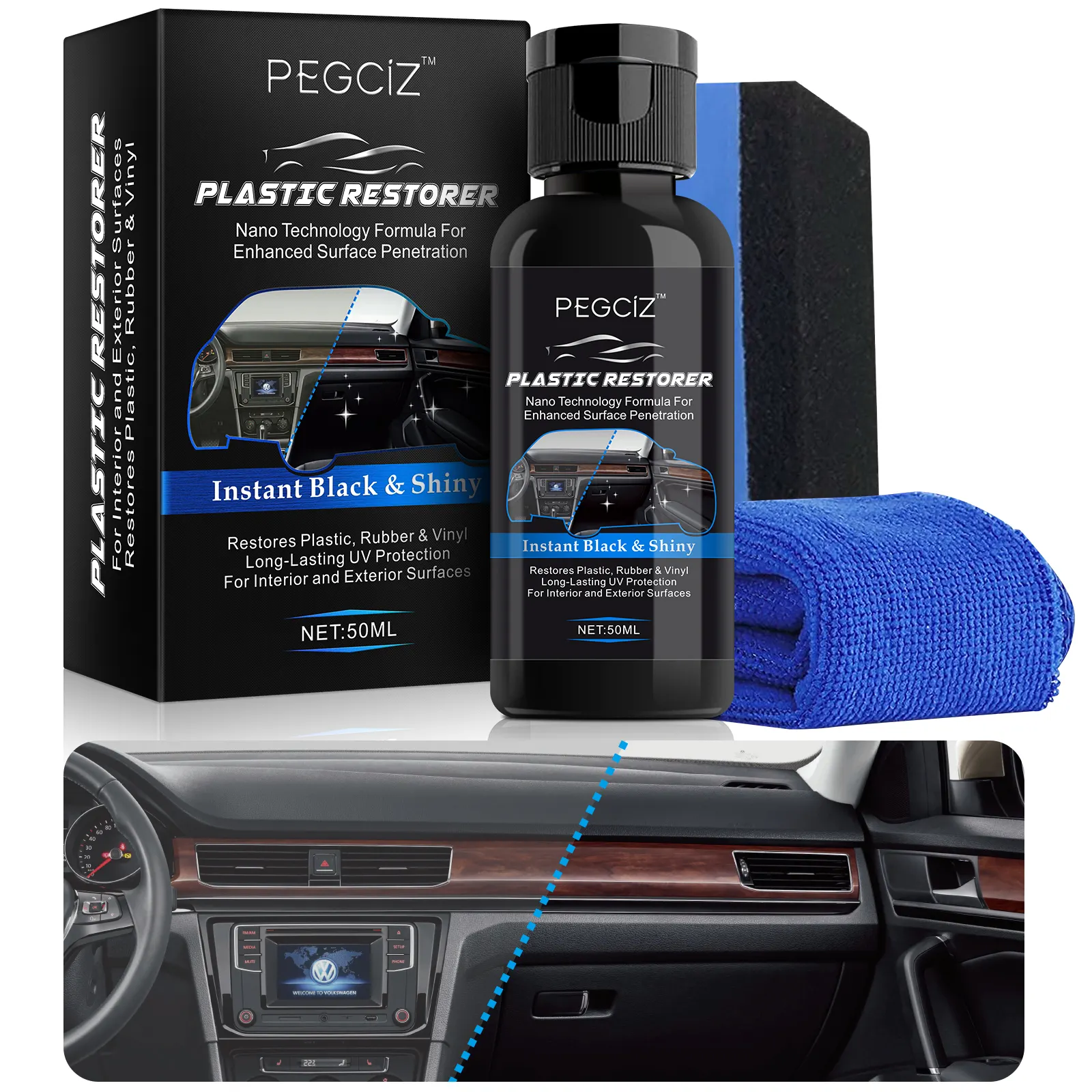 Restauratore di plastica e pelle per interni Auto OEM Back To Black Gloss agente di rivestimento per la pulizia Restorer per finiture in plastica per Auto