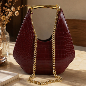 Sac à bandoulière pour femme en cuir PU gaufré crocodile personnalisable, nouveau sac à main de luxe avec poignée en métal doré, logo personnalisé OEM - Product Image 3