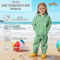 OEM Kinder Mädchen Jungen Wasserdichtes PU-gefüttertes Regenoutfit Set Jacke Hose Overall Winter Fleece Oberbekleidung Regenmantel
