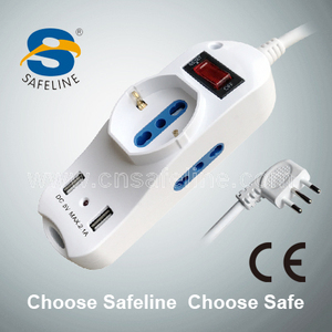Multiprise électrique italienne type 2 Presa <span class=keywords><strong>2P</strong></span>+<span class=keywords><strong>T</strong></span> 10/<span class=keywords><strong>16A</strong></span> Bipasso + 1 Prise 10/<span class=keywords><strong>16A</strong></span> avec 2 USB 1 A+1C <span class=keywords><strong>16A</strong></span> - Product Image 3