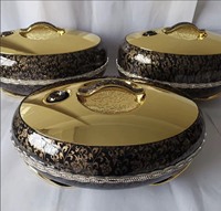 Juego de Calentadores de Comida Profesionales para Catering, 3 Piezas, 4L, 5L, 6L, Acero Inoxidable, Aislados, Estilo Árabe de Lujo, Venta al por Mayor, Plato para Buffet