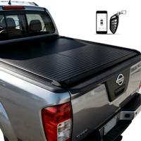 Couverture de benne télescopique électrique rétractable en alliage d'aluminium noire pour Nissan Frontier 1998-2016 avec serrure à clé/porte-bagages