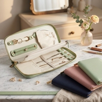 Pochette de voyage élégante et simple en PU avec fermeture éclair pour bijoux, organiseur portable pour boucles d'oreilles, bagues et colliers