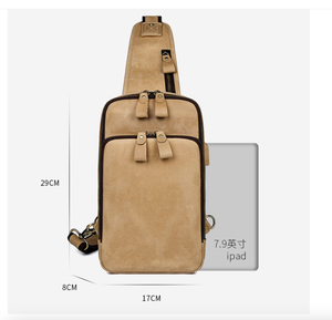Sac bandoulière homme en cuir Crazy Horse Andong, fait main, grande capacité, style rétro, sacoche de poitrine, sac à bandoulière - Product Image 3
