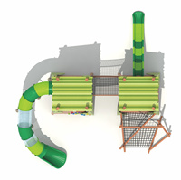Équipement de terrain de jeu en bois de qualité commerciale, conception personnalisée d'attractions de parc extérieur de grande taille